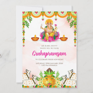 Gruhapravesam uitnodiging Indiase huisverwarmingsu