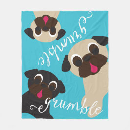 Grumble Pug Fleece Blanket Deken