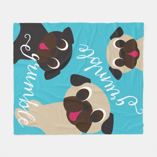 Grumble Pug Fleece Blanket Deken (Voorkant (Horizontaal))