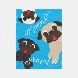 Grumble Pug Fleece Throw Blanket