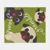 Grumble Pug Light Moss Fleece Blanket Deken (Voorkant (Horizontaal))