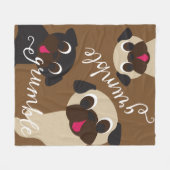 Grumble Pug Medium Brown Fleece Blanket (Voorkant (Horizontaal))