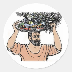 Grumio met pauw ronde sticker