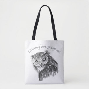 Grump Minimalistische Waterverf Print Art Owl Love Draagtas