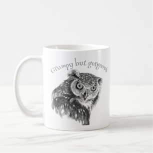 Grump Minimalistische Waterverf Print Art Owl Love Koffiemok