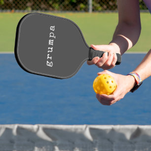 Grumpa Grappig chagrijnig opa in zwart-wit Pickleball Paddle