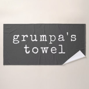 Grumpa Grappige chagrijnige opa in zwart en wit Badhanddoek