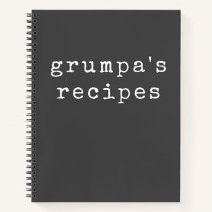 Grumpa Grappige Chagrijnige Opa Zwart Wit Recept Notitieboek