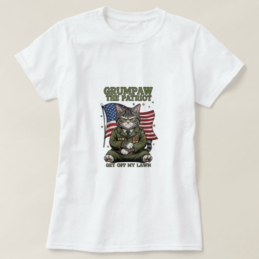 Grumpaw le Patriot - Drôle T-shirt Chat en colère (Design devant)