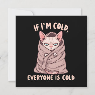 Grumperige Sphynx Kat Koude Humor Illustratie Feestdagenkaart