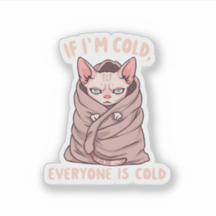 Grumperige Sphynx Kat Koude Humor Illustratie Sticker