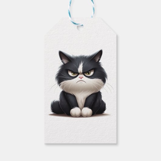 Grumpige kat cadeaulabel (Achterkant)