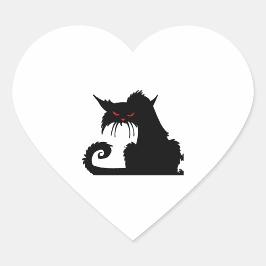 Grumpige kat hart sticker (Voorkant)