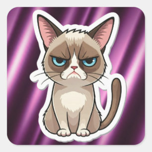 Grumpige kat vierkante sticker