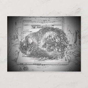 Grumpy Angel op een laptoplap kat? Briefkaart