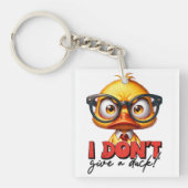Grumpy Angry Duck met bril Grappig Gezegde Sleutelhanger (voorkant)