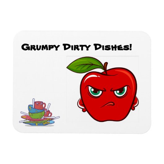 Grumpy Apple Dirty Dishes Sign Magnet Magneet (Horizontaal)