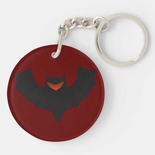 Grumpy Bat Halloween Acryl Sleutelhanger (Achterkant)