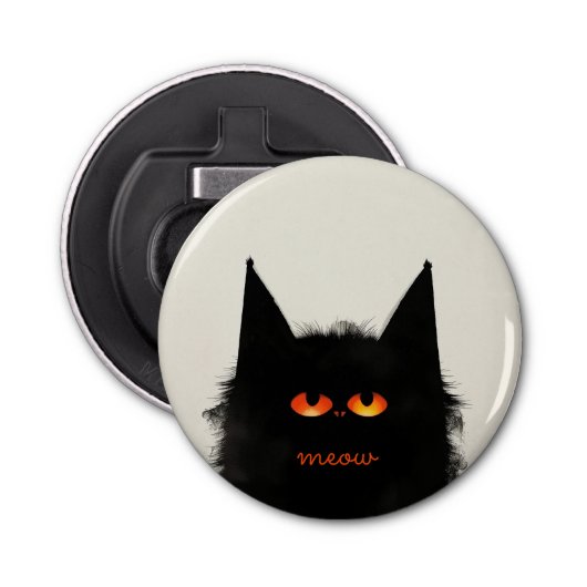Grumpy Black Cat Button Flesopener (Voorkant)