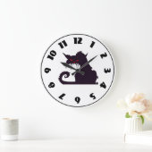 Grumpy Black Cat Clock Grote Klok (Huis)