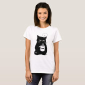 Grumpy Black Cat Coffee Lover Funny Custom T-Shirt (Devant entier)