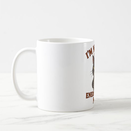 Grumpy Black Cat Mug – Energy-Saving Mode Quote (Gauche)