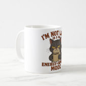 Grumpy Black Cat Mug – Energy-Saving Mode Quote Koffiemok (Voorkant links)