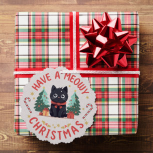 Grumpy Black Cat Purrfect Meowy Kerstmis Ornament Kaart