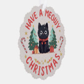 Grumpy Black Cat Purrfect Meowy Kerstmis Ornament Kaart (Rechts)