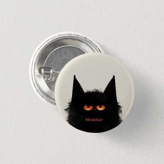 Grumpy Black Cat Ronde Button 3,2 Cm (Voorkant /achterkant)
