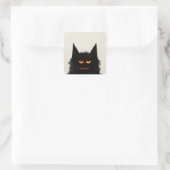 Grumpy Black Cat Vierkante Sticker (Tas)