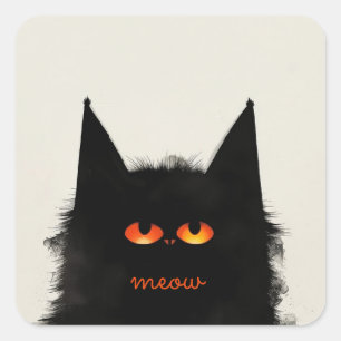 Grumpy Black Cat Vierkante Sticker