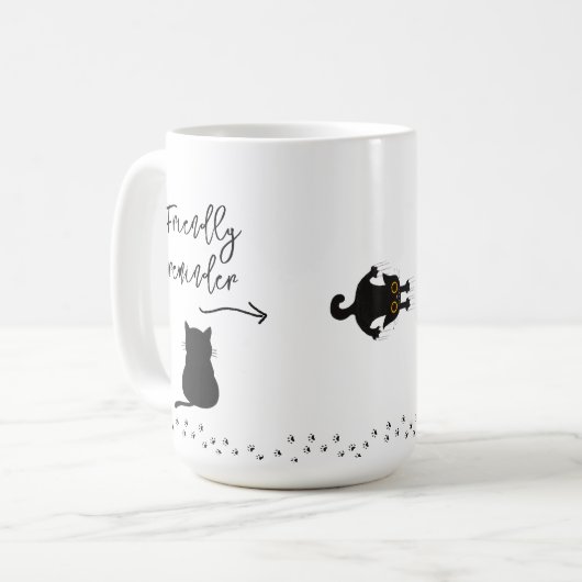 Grumpy Black Chat Buvez De L'Eau Rappel Mug (Devant gauche)
