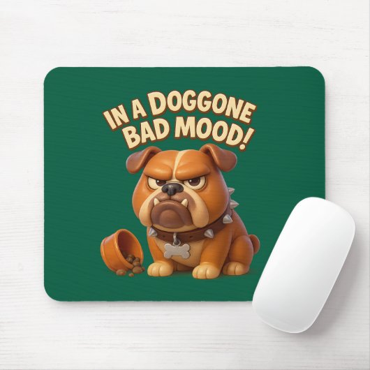 Grumpy bulldog warning – in a doggone bad mood muismat (Met muis)