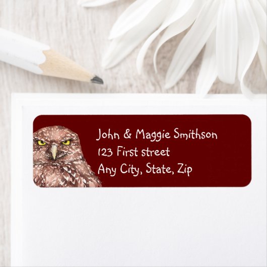 Grumpy Burroting Owl Bird Natuur Custom Art Etiket (Insitu)