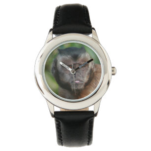Grumpy Capuchin Monkey Face Horloge