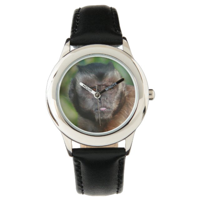 Grumpy Capuchin Monkey Face Horloge (Voorkant)