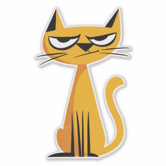Grumpy Cartoon Cat Sticker (Voorkant)