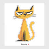 Grumpy Cartoon Cat Sticker (Vel)