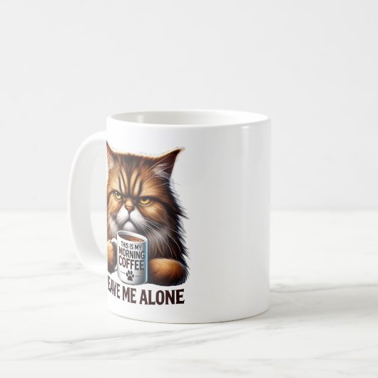 Grumpy Cat Café Mug - 'Laissez-moi seul' Matin (Devant gauche)