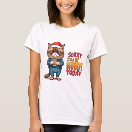 Grumpy Cat Christmas Mood T-shirt (Voorkant)