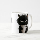 Grumpy Cat Coffee Mood T-Shirt Funny Black Fluffy  Koffiemok (Voorkant rechts)