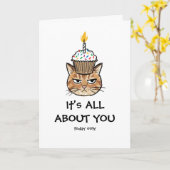 Grumpy Cat Cupcake "Het draait allemaal om jou" Gr Kaart (Gele Bloem)