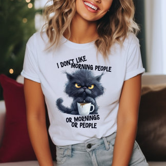 Grumpy Cat Ik Hou Niet Van Mensen Die Ochtendmense T-shirt
