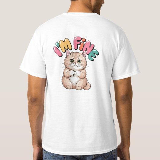 Grumpy Cat "I'm Fine" Funny Cartoon Shirt (Achterkant)