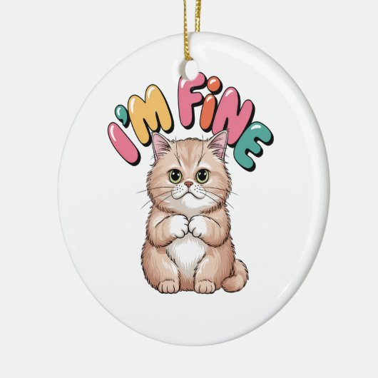 Grumpy Cat "I'm Fine" Funny Cartoon Shirt Keramisch Ornament (Links)