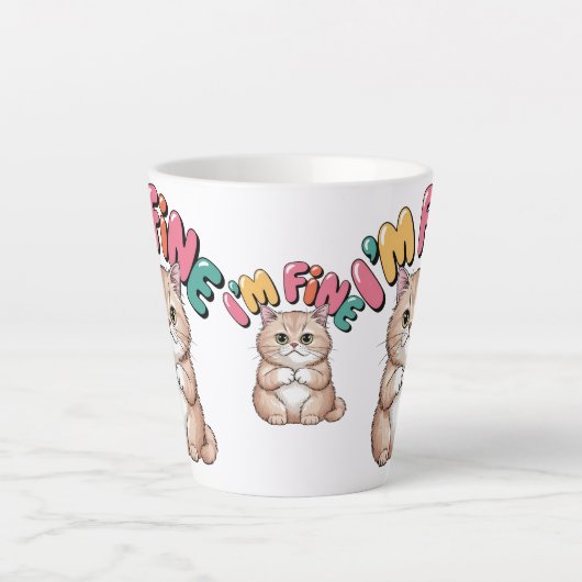 Grumpy Cat "I'm Fine" Funny Cartoon Shirt Latte Mok (Voorkant)