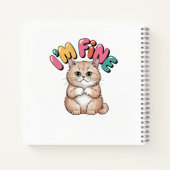 Grumpy Cat "I'm Fine" Funny Cartoon Shirt Notitieboek (Achterkant)