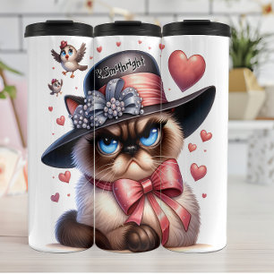 Grumpy Cat in de hoge hoed Thermosbeker