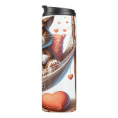 Grumpy Cat in een hangmat met bloemen Thermosbeker (Geroteerd rechts)